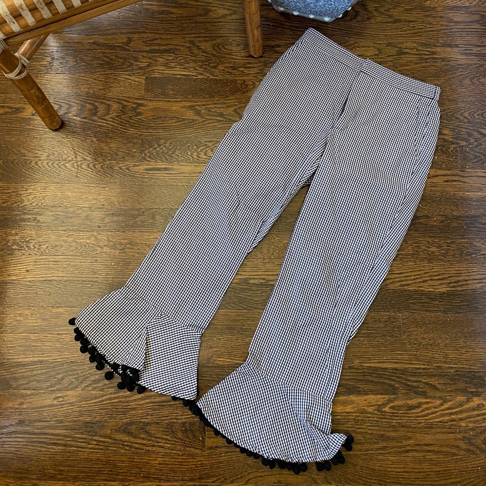Zara gingham pedal pushers with Pom pom cuffs!